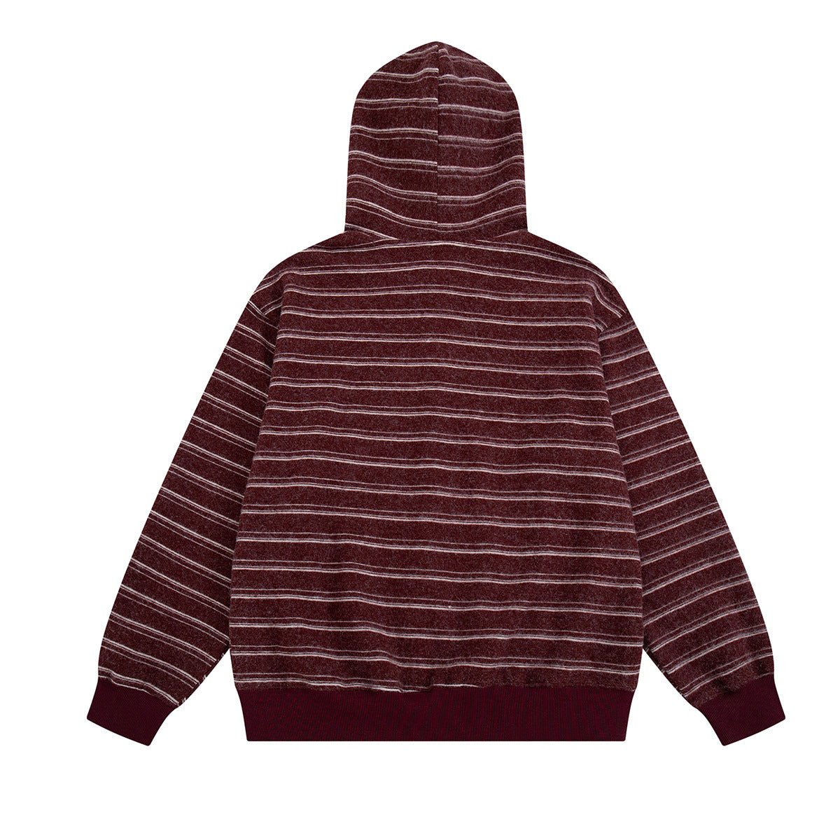 Sudadera de rayas con cremallera y parches varsity – Cárdigan retro americano de felpa