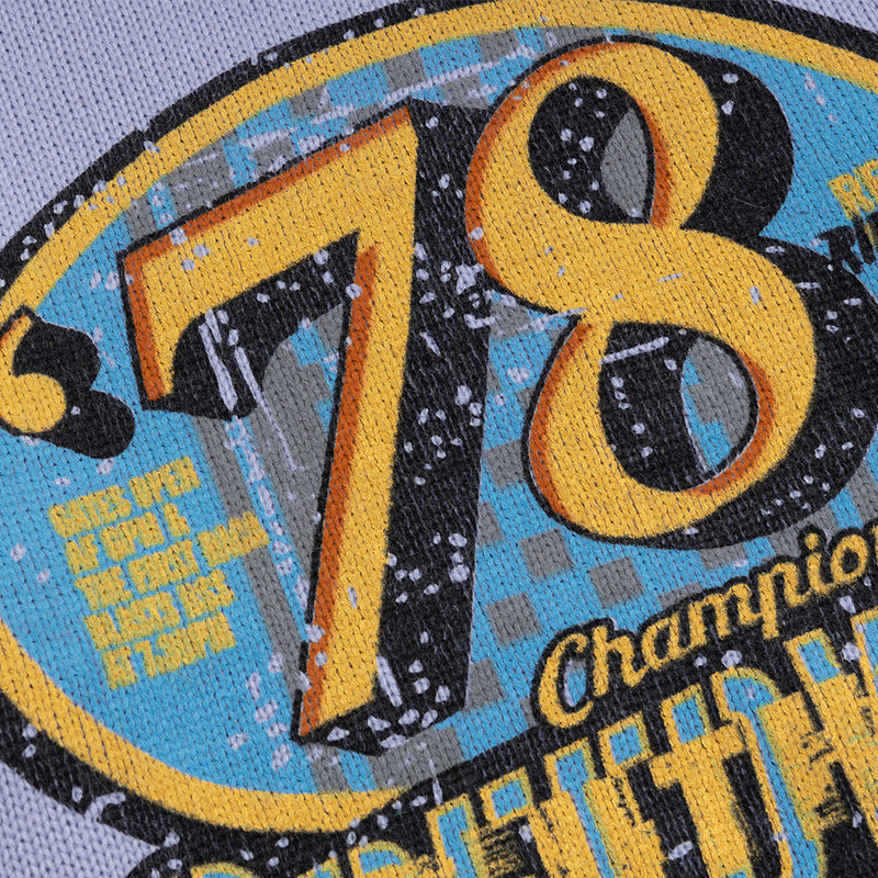 78 Speedway Colorblock Knit Sweater – Oversized Crewneck with Racing Graphic