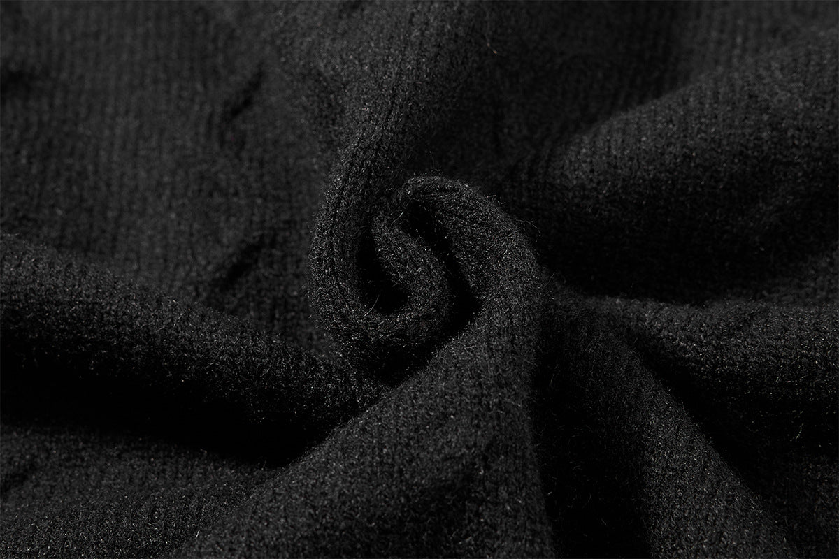 Men's Cable Knit Full-Zip Turtleneck Sweater Jacket