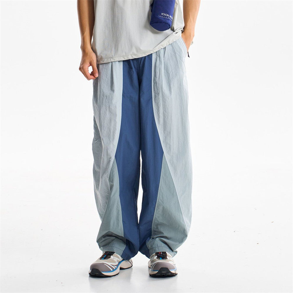 Wide-Leg Colorblock Track Pants – Relaxed Fit Outdoor Sport Trousers