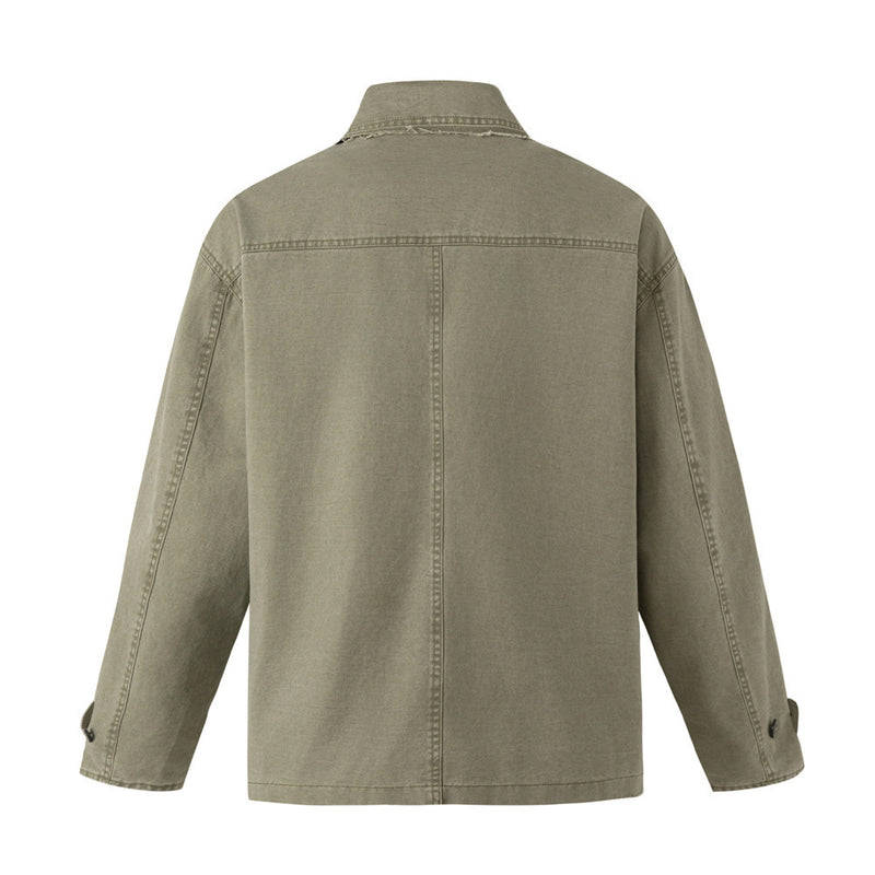 Oversized Workwear Jacket – Men's Olive Double-Breasted Utility Coat