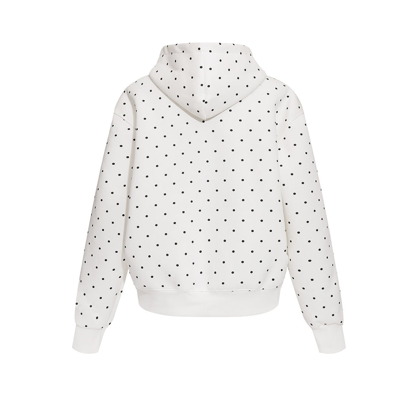 Punktierter Zip-Hoodie mit Street-Grafikprint und seitlichen Streifendetails