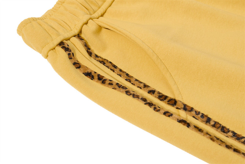 Wide-Leg Sweatpants with Leopard Print Side Panels & Varsity Graphic