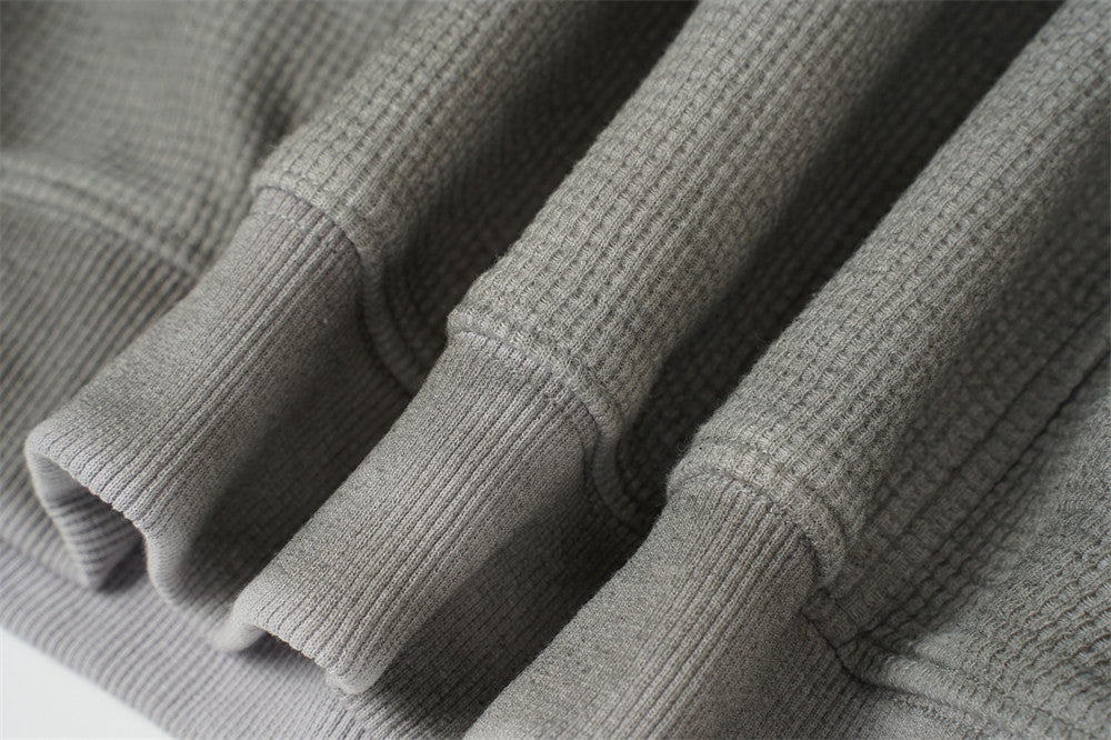 Sweat à capuche homme en maille gaufrée délavée à l’acide, oversize, avec poches cargo zippées