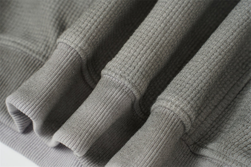 Sweat à capuche homme en maille gaufrée délavée à l’acide, oversize, avec poches cargo zippées