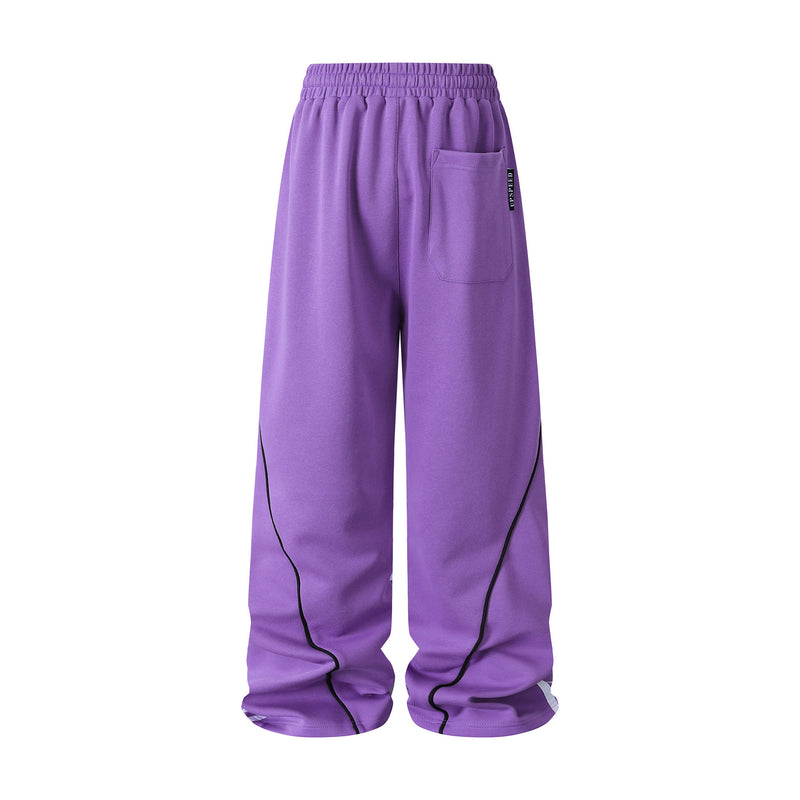 Pantalon de survêtement baggy à jambes larges avec détail rayé incurvé – Style streetwear hip-hop