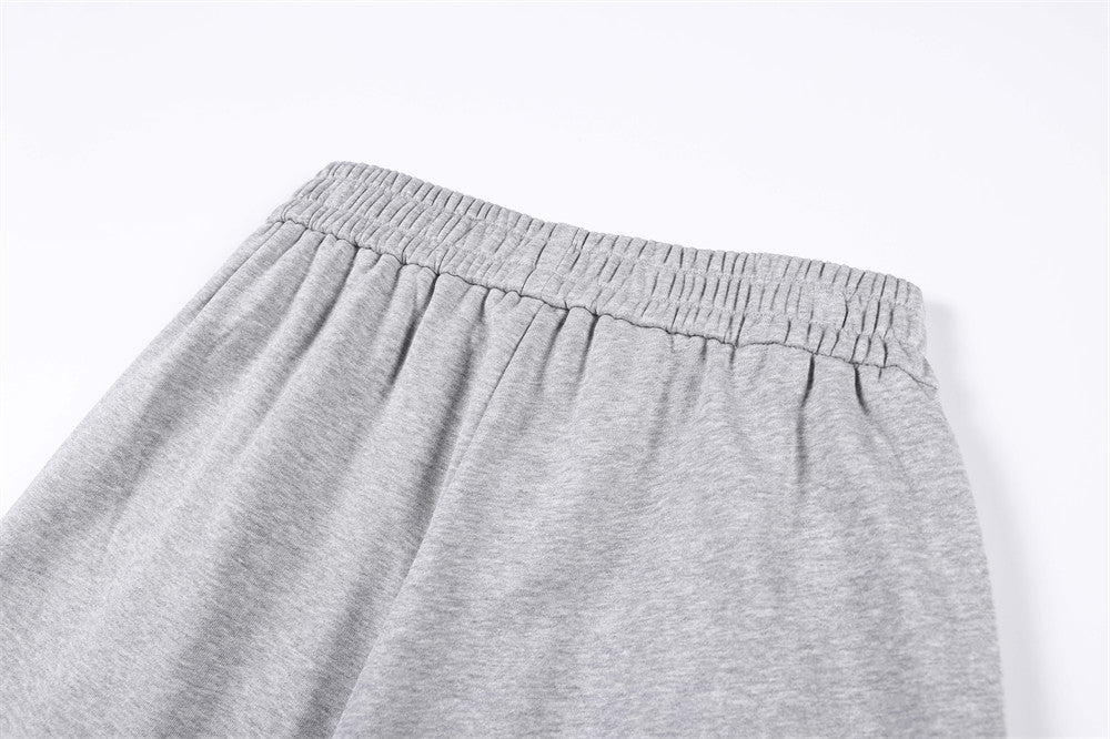 Wide-Leg Sweatpants with Double-Breasted Metal Buttons & Elastic Waist