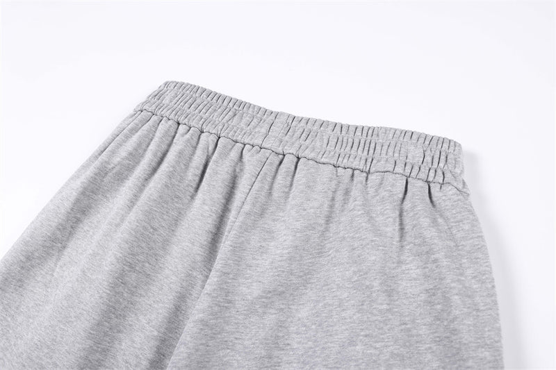 Wide-Leg Sweatpants with Double-Breasted Metal Buttons & Elastic Waist
