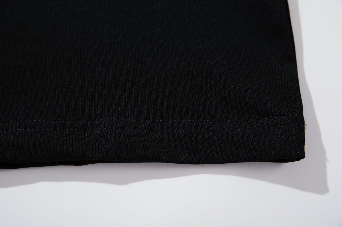 Long Sleeve Raglan Shirt – Black & Grey Stripe, Leopard Print Graphic