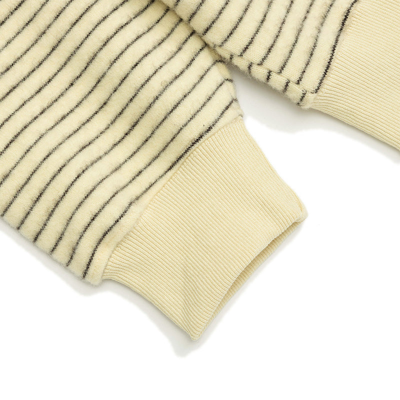 Striped Zip-Up Hoodie — Oversized American Vintage Fleece Cardigan