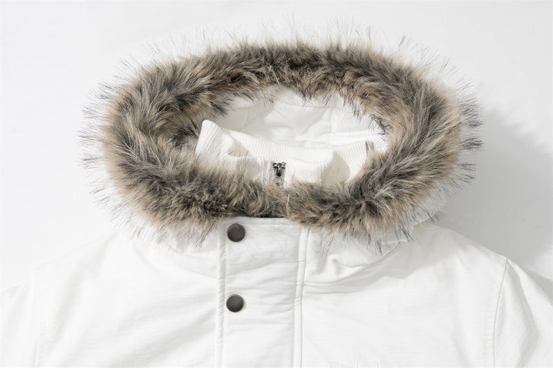 Blouson bomber à capuche en fausse fourrure – Manteau d'hiver homme isolant à double zip
