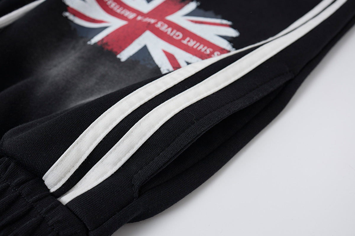 Wide-Leg-Sweatpants mit Union-Jack- und „Let's Rock On“-Print, Seitenstreifen