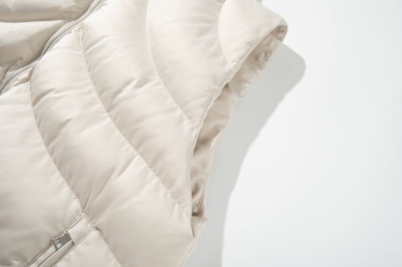 Quilted Puffer Vest Zip-Up Sleeveless Jacket with Stand Collar