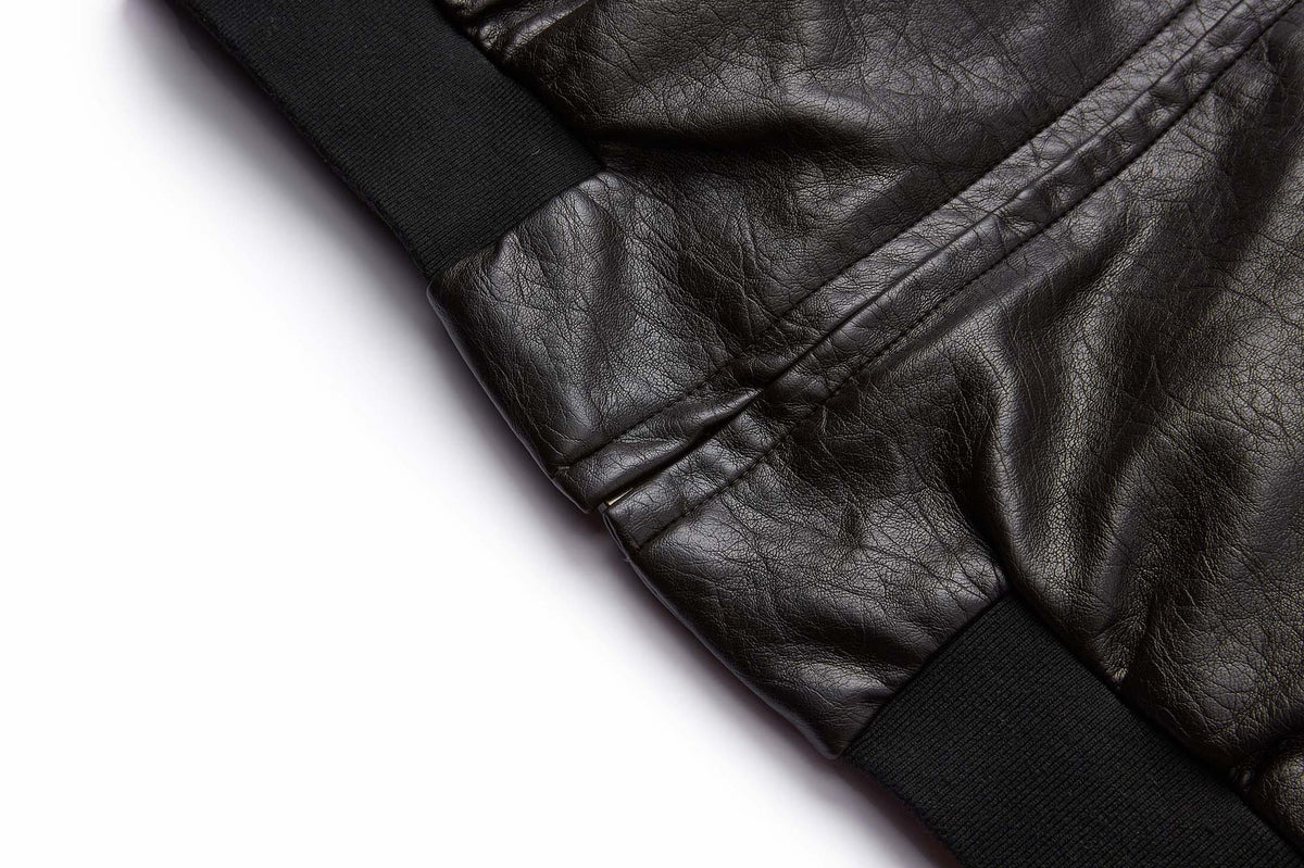 Oversized Brown Leather Jacket Men – Retro Bomber PU Leather Zip-Up
