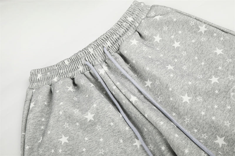 Star Print Wide-Leg Sweatpants – Oversized Streetwear Jogger Pants
