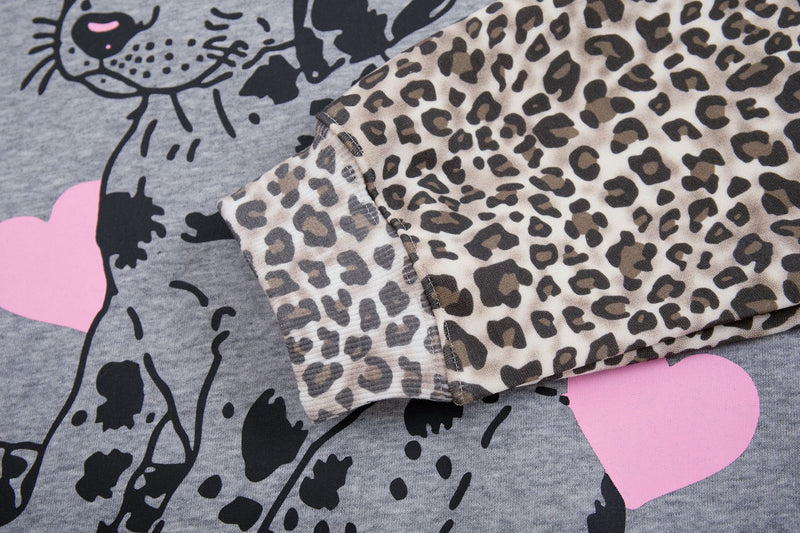 Raglan-Hoodie mit Leopardenprint, Dalmatiner-Grafik & rosa Herzen