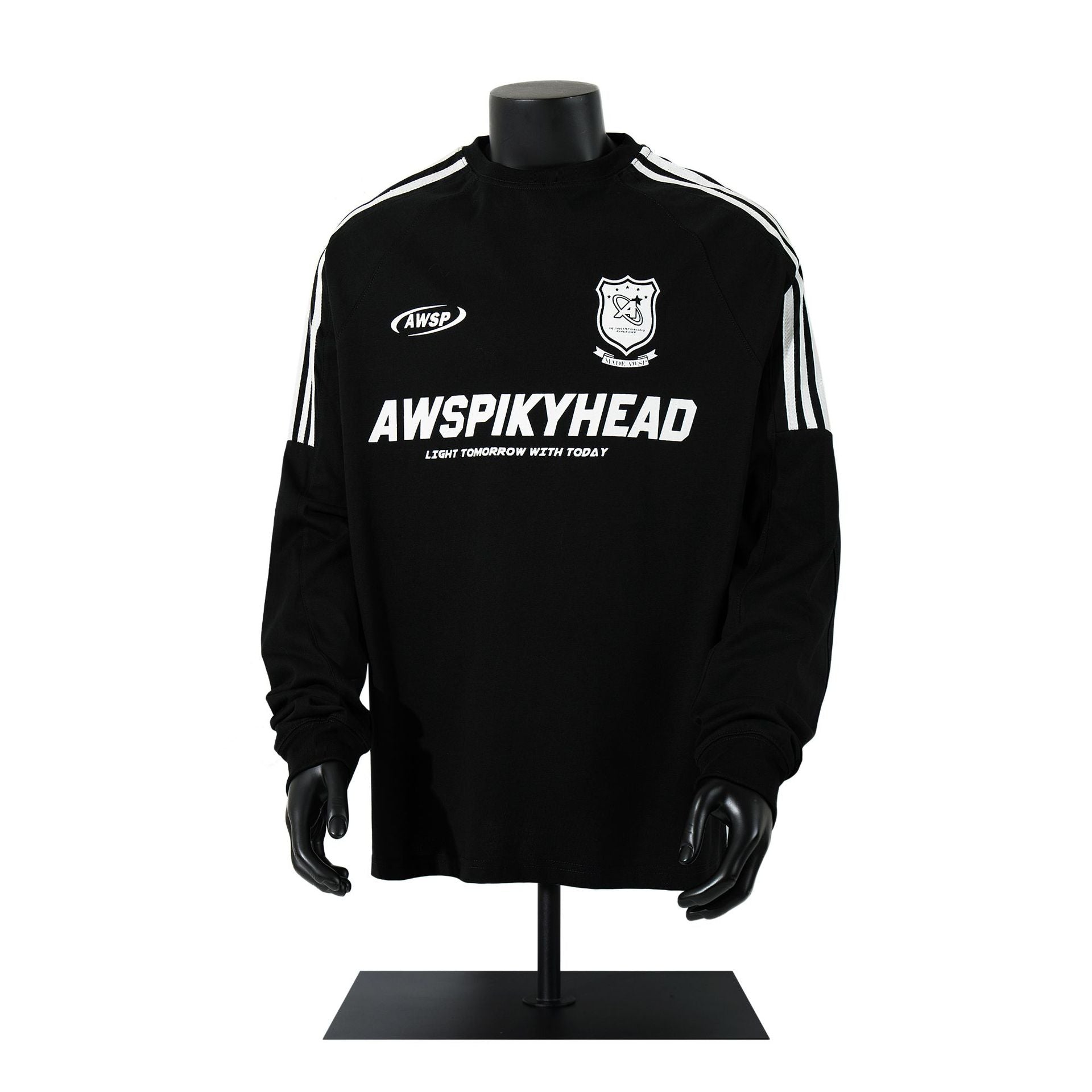 T-shirt à manches longues style football AWSPIKYHEAD – Col rond à rayures