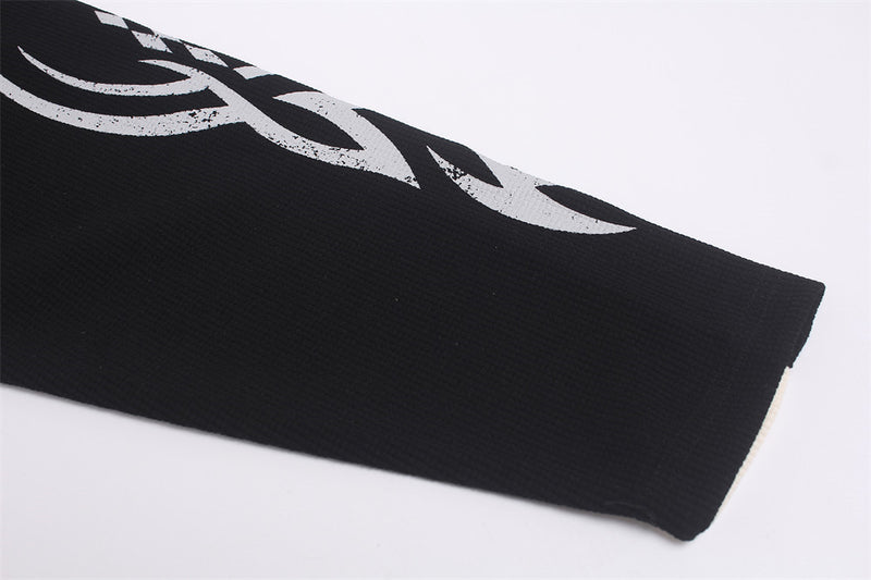 Men's Long Sleeve Waffle Knit Shirt – Moto Racing Graphic Colorblock Crew Neck