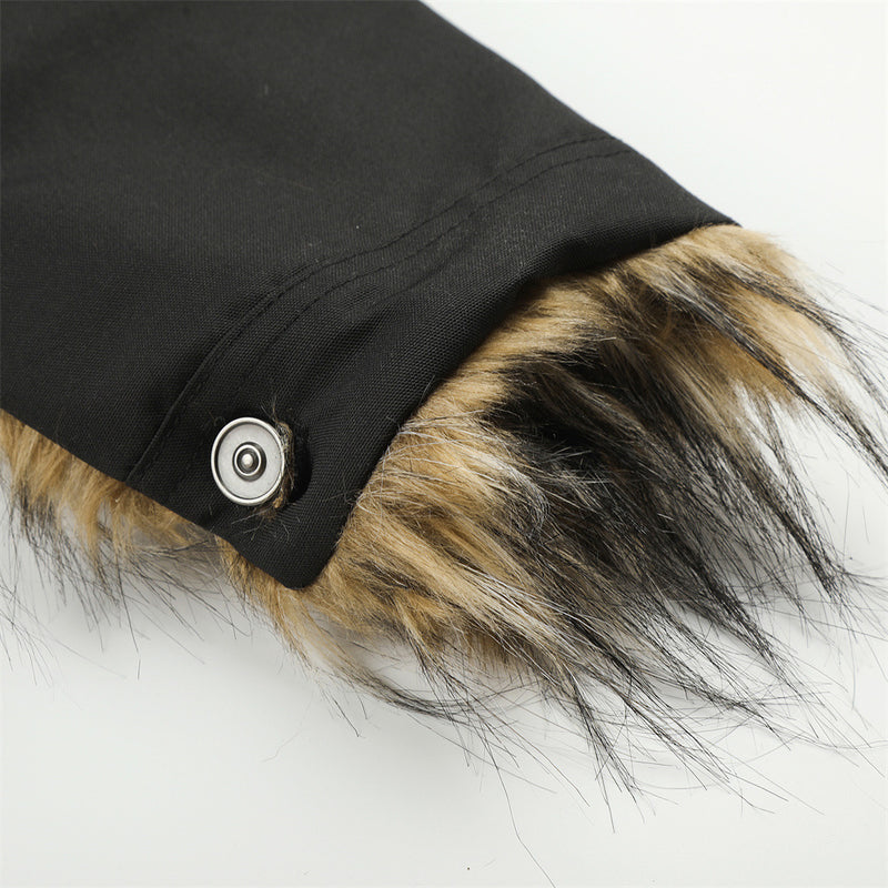 Faux Fur Trim Stand Collar Padded Jacket – Relaxed Fit Men's Winter Coat