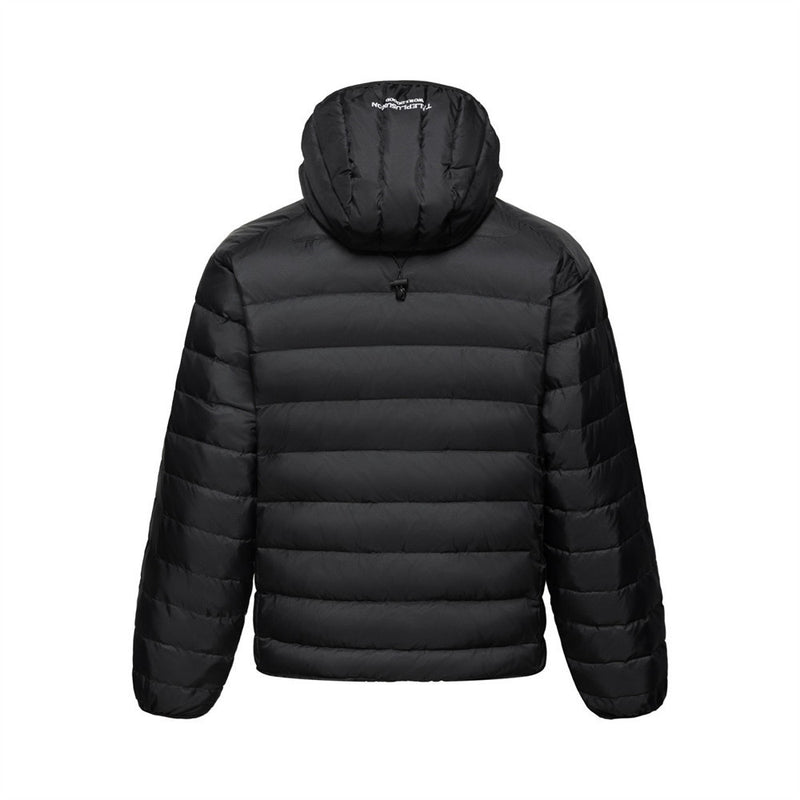 Men's Hooded Puffer Jacket – Zip-Up Quilted Down Coat with Multi-Pocket Design