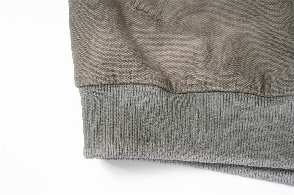 Sweat à capuche homme en maille gaufrée délavée à l’acide, oversize, avec poches cargo zippées