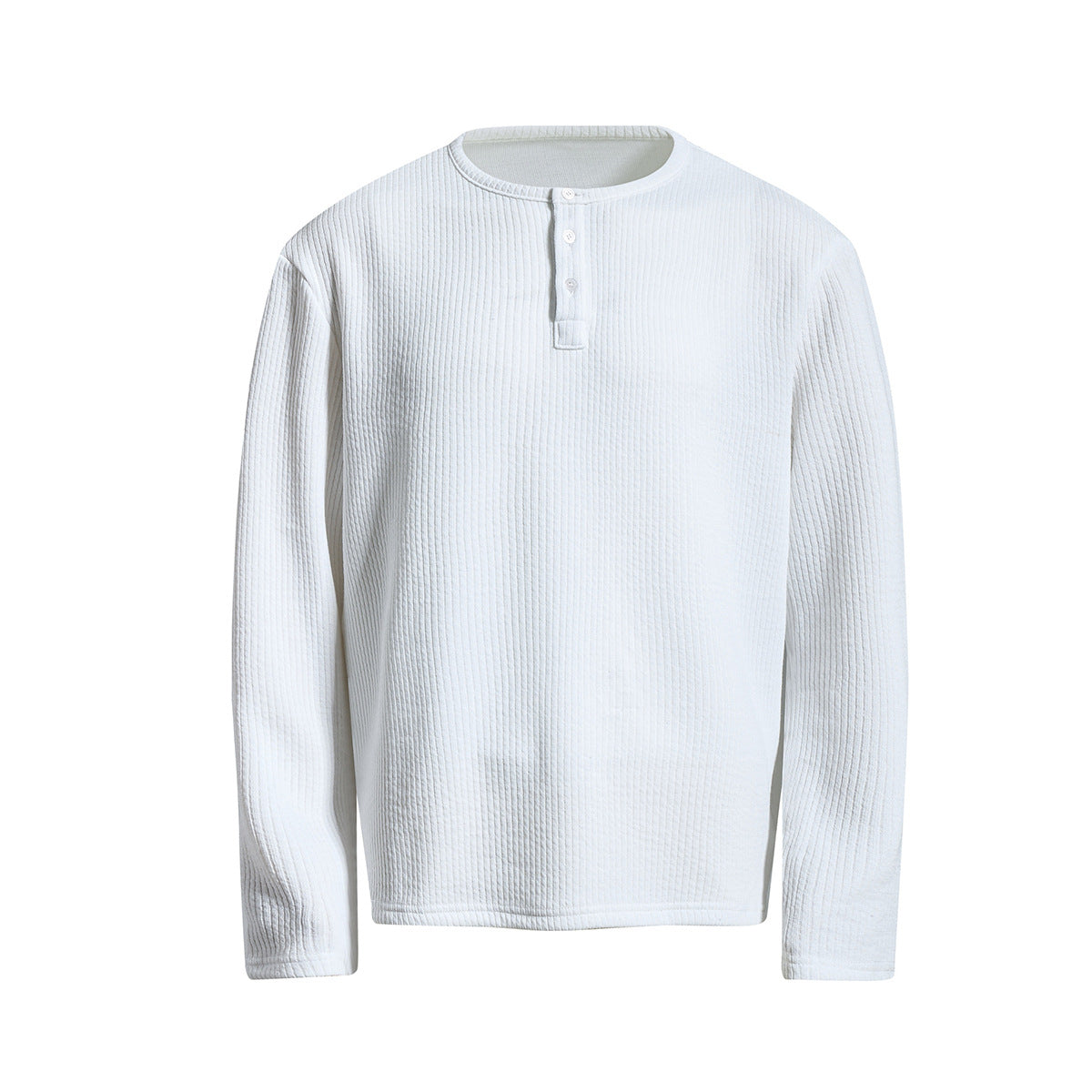 Men's Waffle Knit Henley Long Sleeve Shirt – Relaxed Fit Vintage Tee