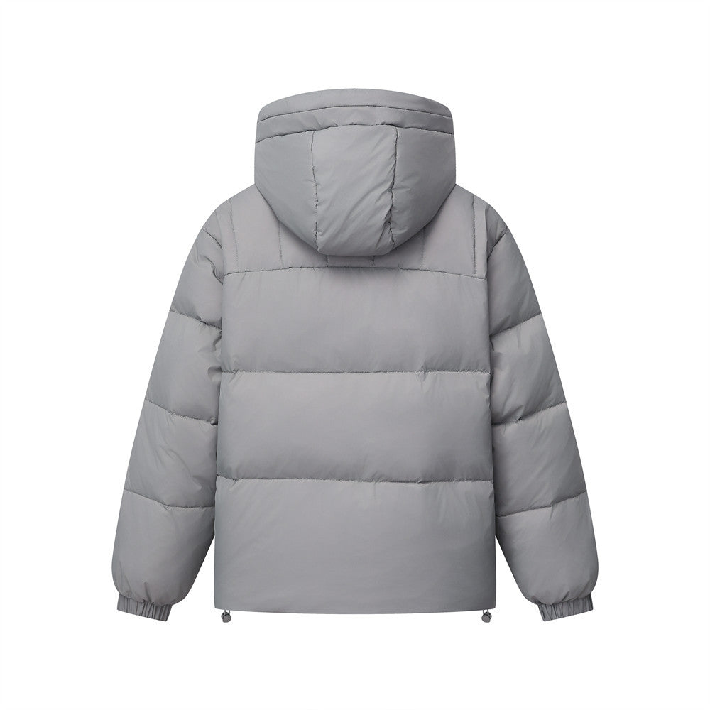 Oversized Hooded Puffer Jacket – Full-Zip Quilted Down Coat in Grey