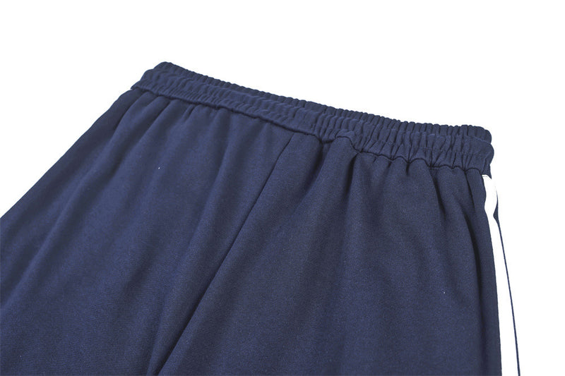 Wide-Leg Track Pants – Navy Blue with Contrast Side Stripes