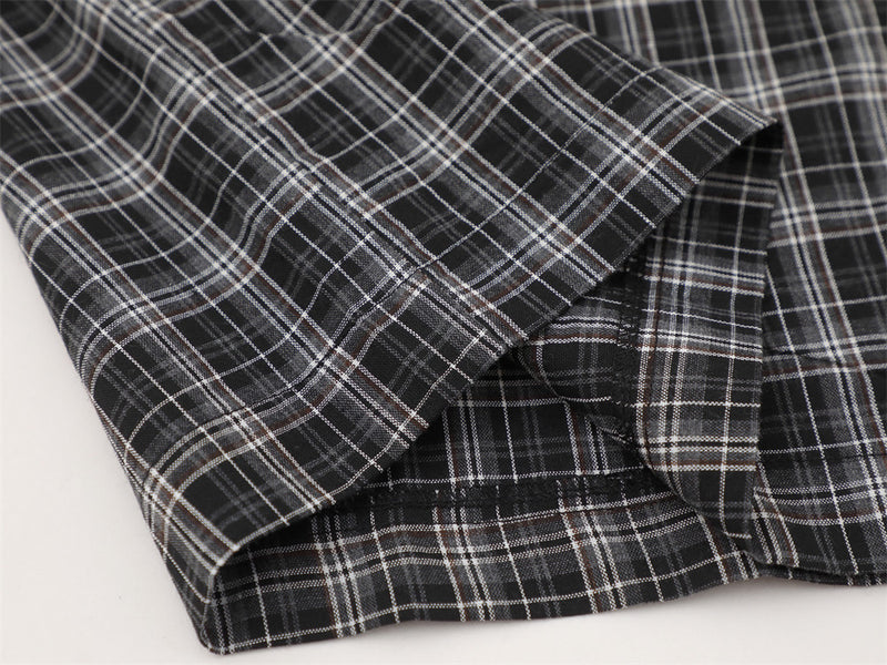 Don't Judge Me Graphic Patchwork Plaid Short Sleeve Shirt