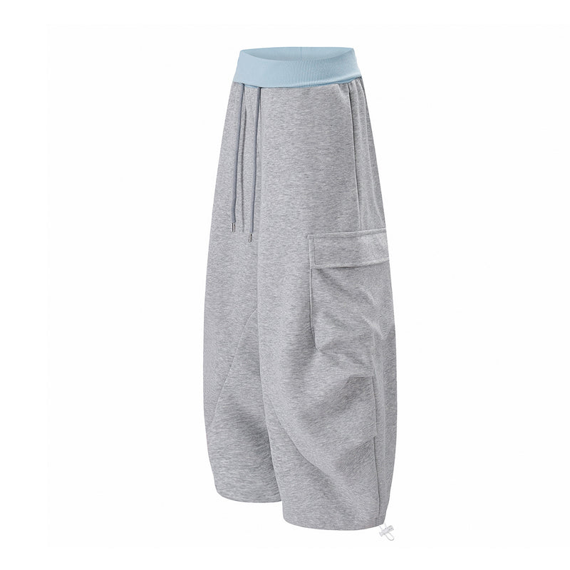 Damen-Cargohose im Baggy-Schnitt mit weitem Bein – Jogginghose mit geschwungenen Nahtdetails