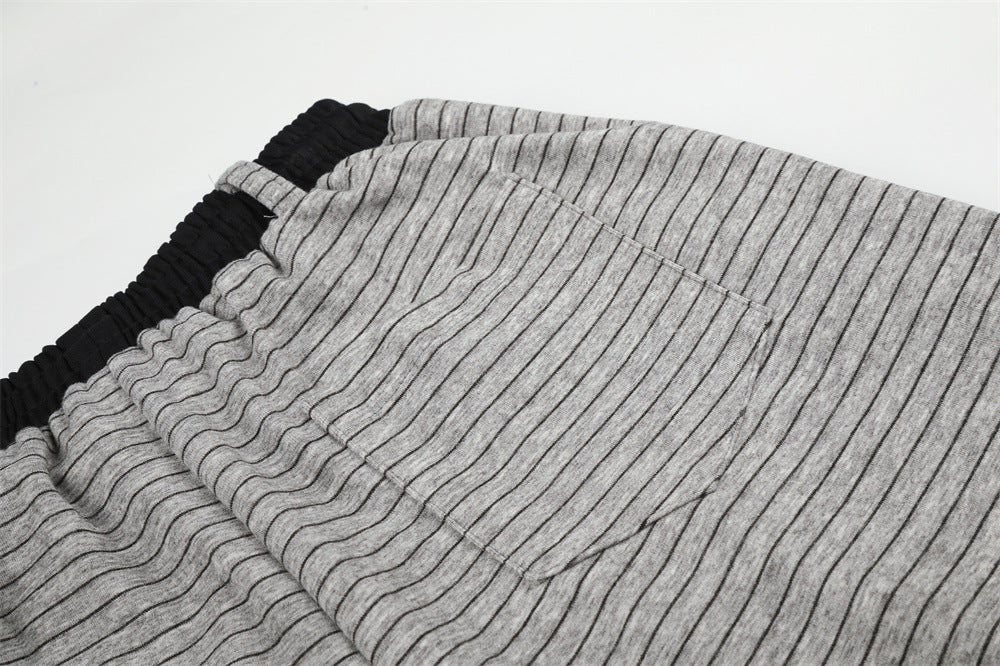 Striped Wide-Leg Sweatpants – Oversized Baggy Fit with Contrast Waistband