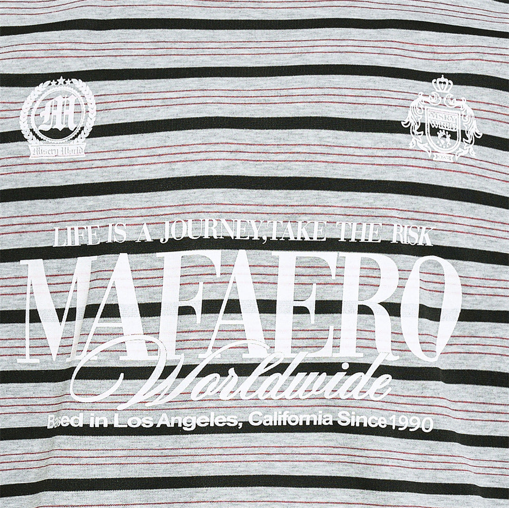 Striped Graphic T-Shirt – Mafaero Worldwide Oversized Crew Neck Tee