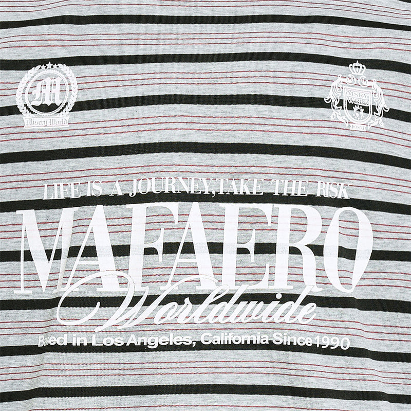 Striped Graphic T-Shirt – Mafaero Worldwide Oversized Crew Neck Tee