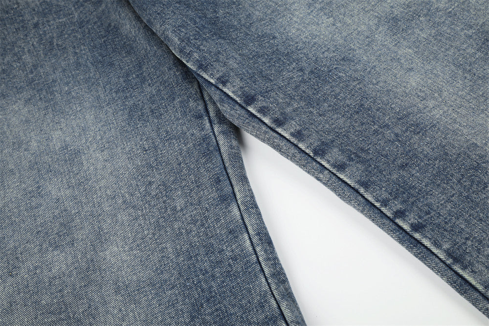 Vaqueros de Pierna Ancha para Hombre – Cintura de Leopardo, Corte Barrel Holgado y Denim Lavado