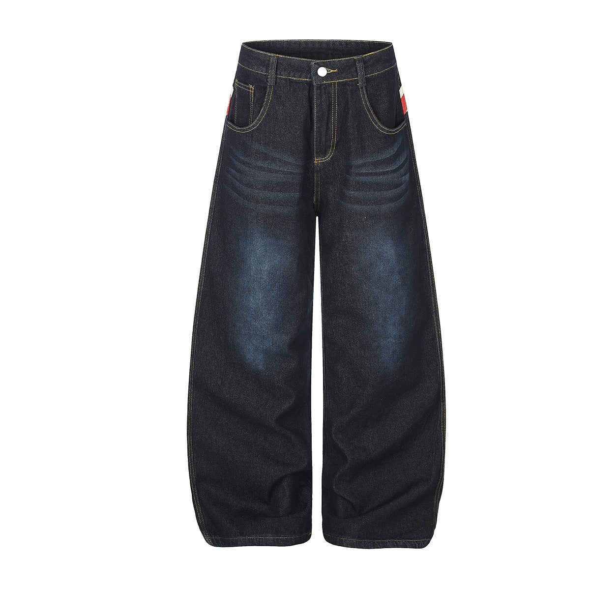 Jean baggy délavé clair – Denim à jambes larges avec imprimé Union Jack