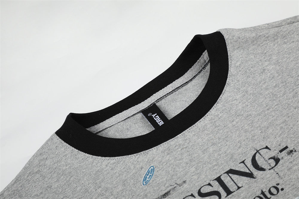 Missing Dog Graphic Long Sleeve T-Shirt – Men's Oversized Crew Neck