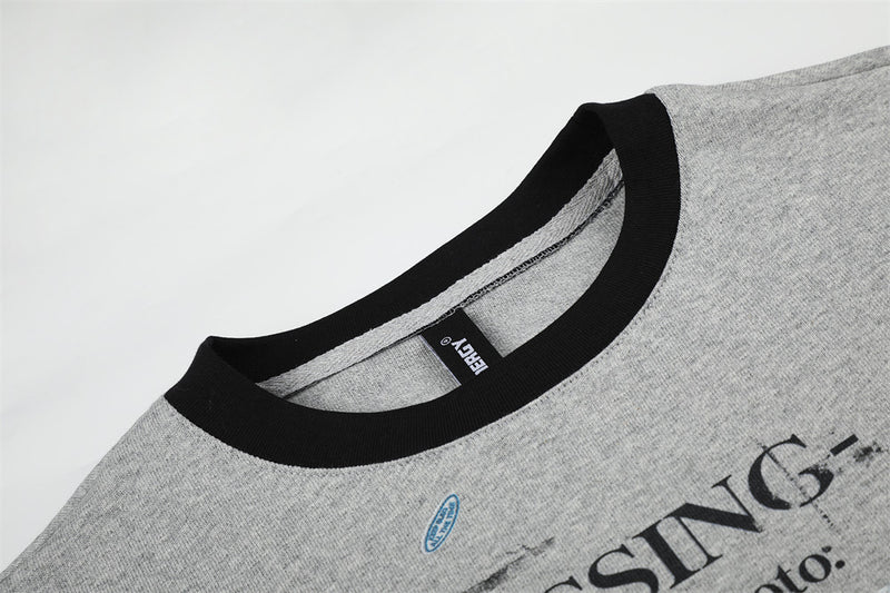 Missing Dog Graphic Long Sleeve T-Shirt – Men's Oversized Crew Neck