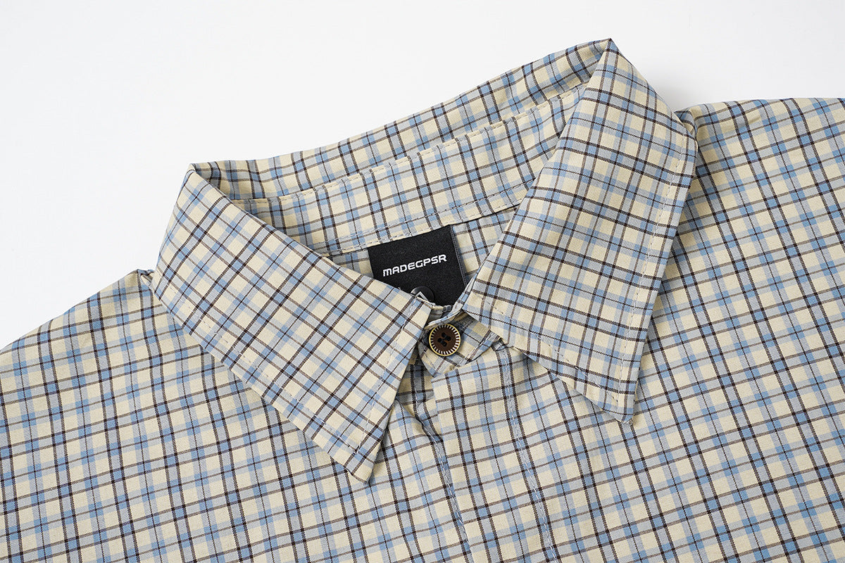 Chemise en flanelle à carreaux bleus – Coupe décontractée, manches longues et boutonnage