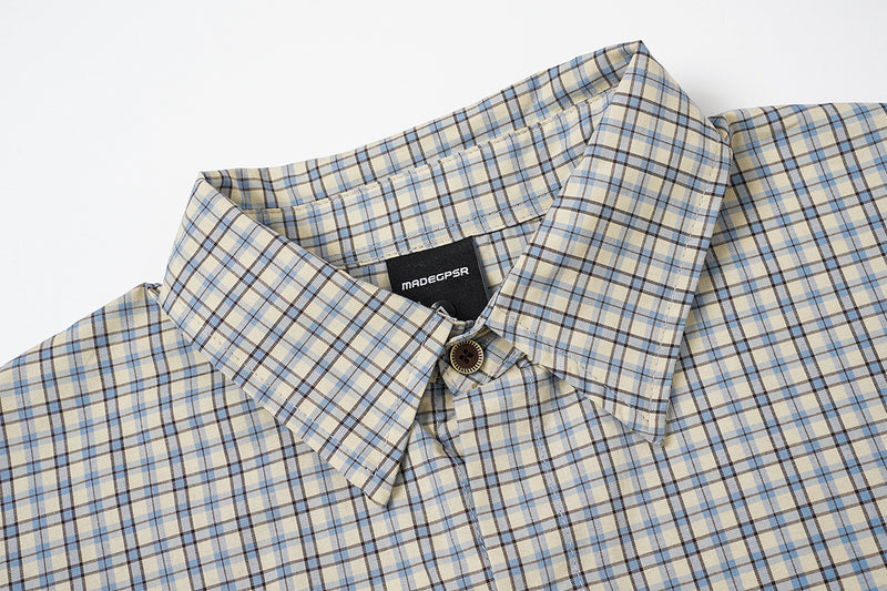 Chemise en flanelle à carreaux bleus – Coupe décontractée, manches longues et boutonnage