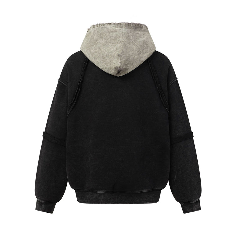 Deconstructed Raw-Edge Oversized Hoodie – Acid Wash Vintage Streetwear