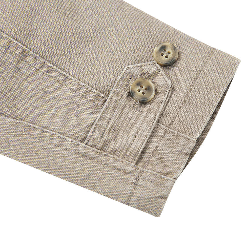 Men Zip-Up Jacket with Multi-Pocket Design – Vintage Washed Workwear Overshirt