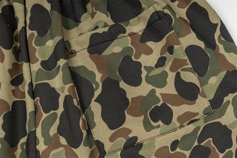 Men's Camo Print Wide-Leg Shorts | Gothic Letter Streetwear Casual Five-Point Sh