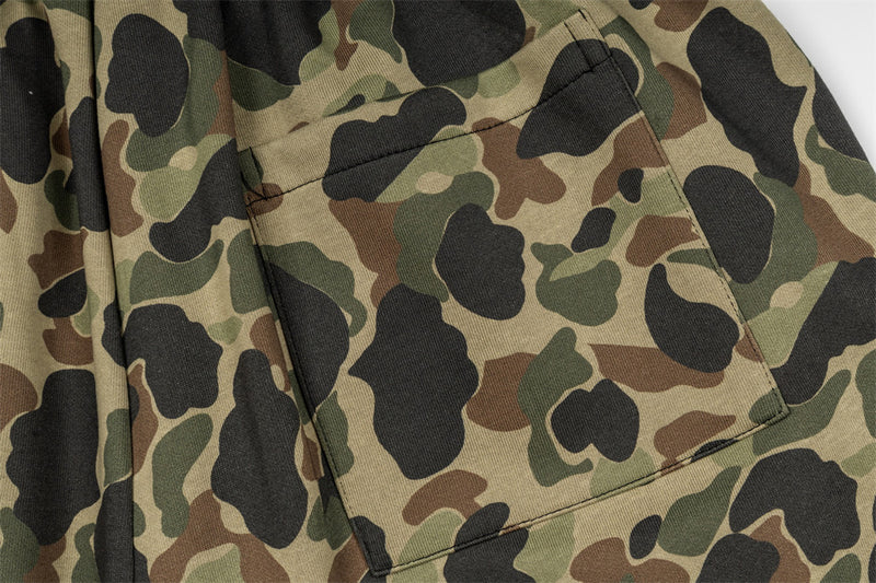 Men's Camo Print Wide-Leg Shorts | Gothic Letter Streetwear Casual Five-Point Sh