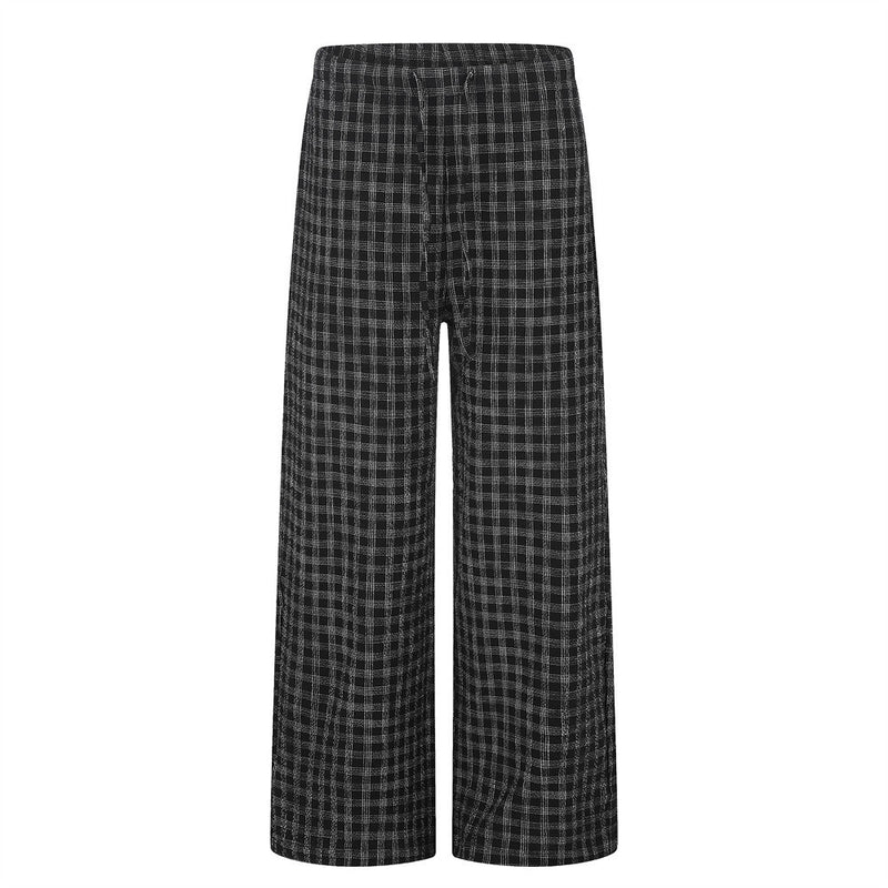 Plaid Wide-Leg Pants – Men's Straight-Fit Casual Trousers