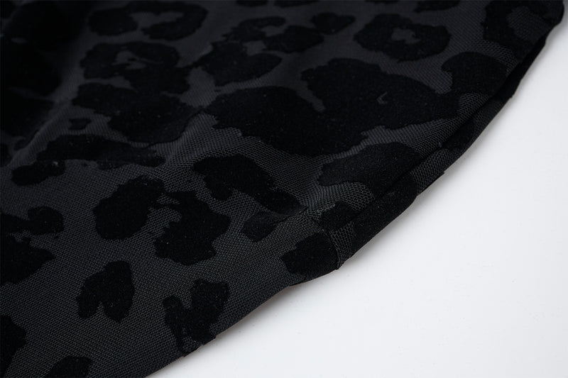 Leopard Print Turtleneck Long Sleeve Slim-Fit Shirt