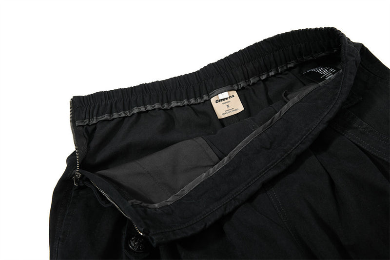 Wide-Leg Cargo Pants – High-Rise Zip Waistband & Side Pocket Detail