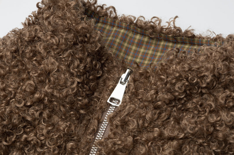 Reversible Plaid & Sherpa Bomber Jacket – Vintage 1988 Embroidered Padded Coat