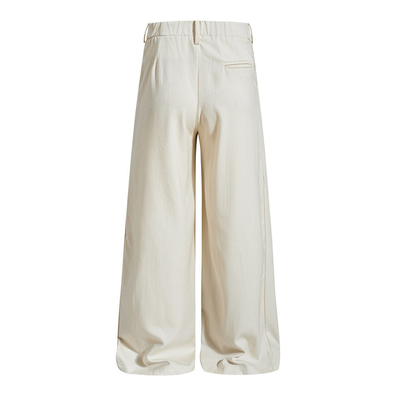 Wide-Leg Pleated Trousers – Men's Loose Fit Draped Floor-Length Pants