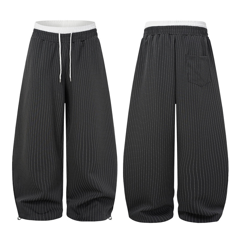 Baggy-Hose mit Nadelstreifen und weitem Bein – Lockere Streetwear-Hose