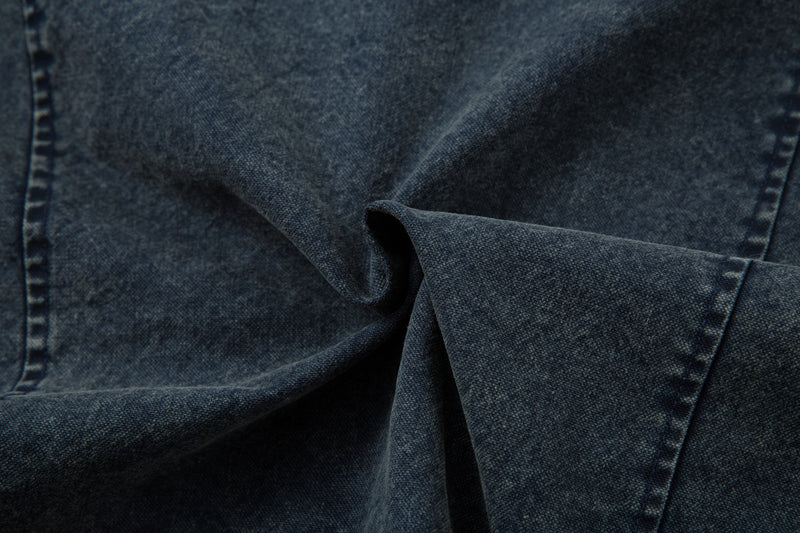Oversized Washed Denim Jacket – Boxy Belted Hem, Acid-Wash Workwear Style